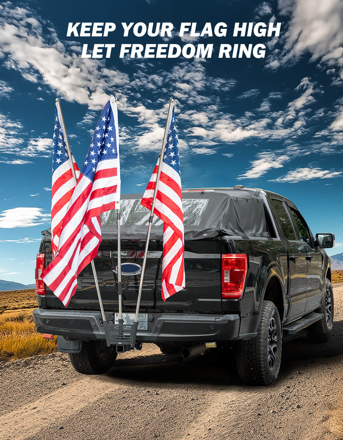 Hitch Mount Flag Pole Holder for Standard 2 Inch Receivers - Heavy Duty 3-Hole