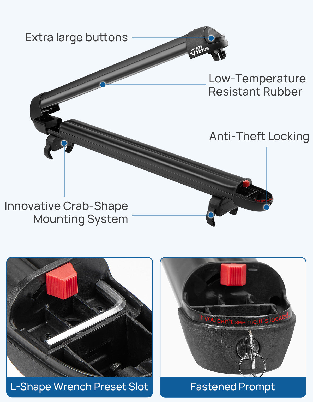 Ski & Snowboard Roof Rack with Sliding Extension, Lockable Carrier for 6 Pairs of Skis / 4 Snowboards