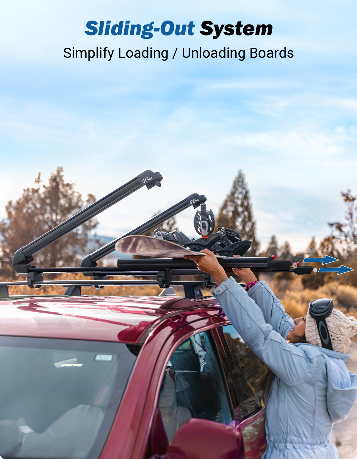 Ski & Snowboard Roof Rack with Sliding Extension, Lockable Carrier for 6 Pairs of Skis / 4 Snowboards