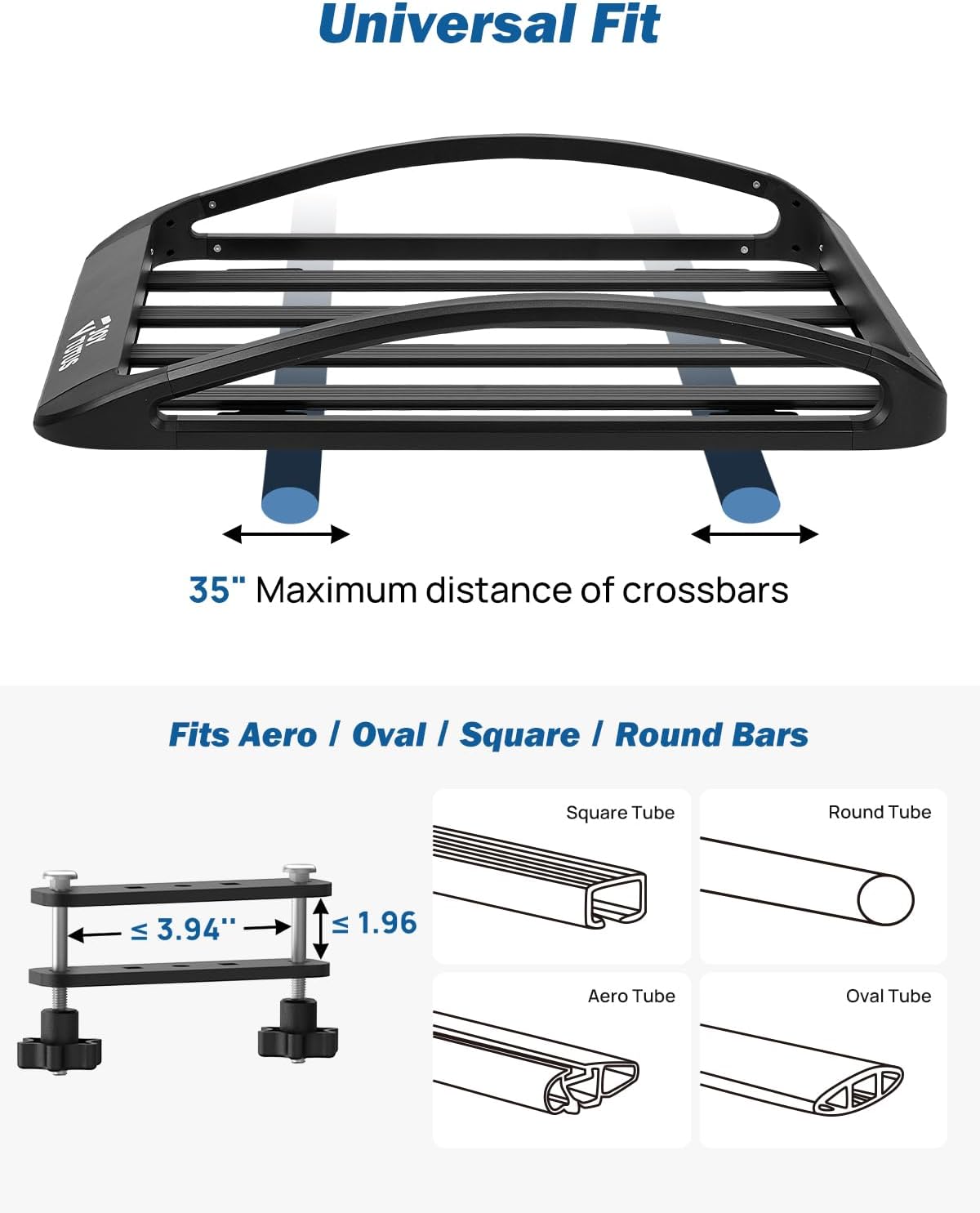 Aluminum Roof Cargo Basket for SUVs, Trucks & Cars – 64" x 40" x 8"