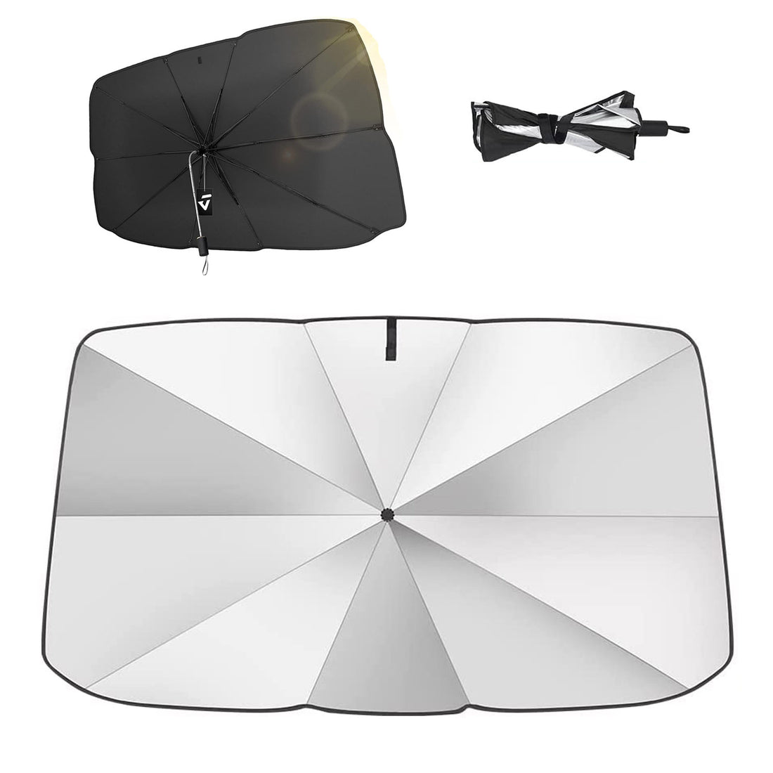 Car Windshield Sunshade Umbrella,Universal, 360° Rotation Bendable Shaft Foldable (54''x 31'')
