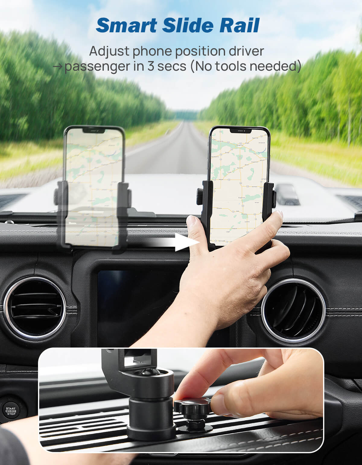 Metal Dash Phone Holder for Wrangler JL 2018–23 & Gladiator JT