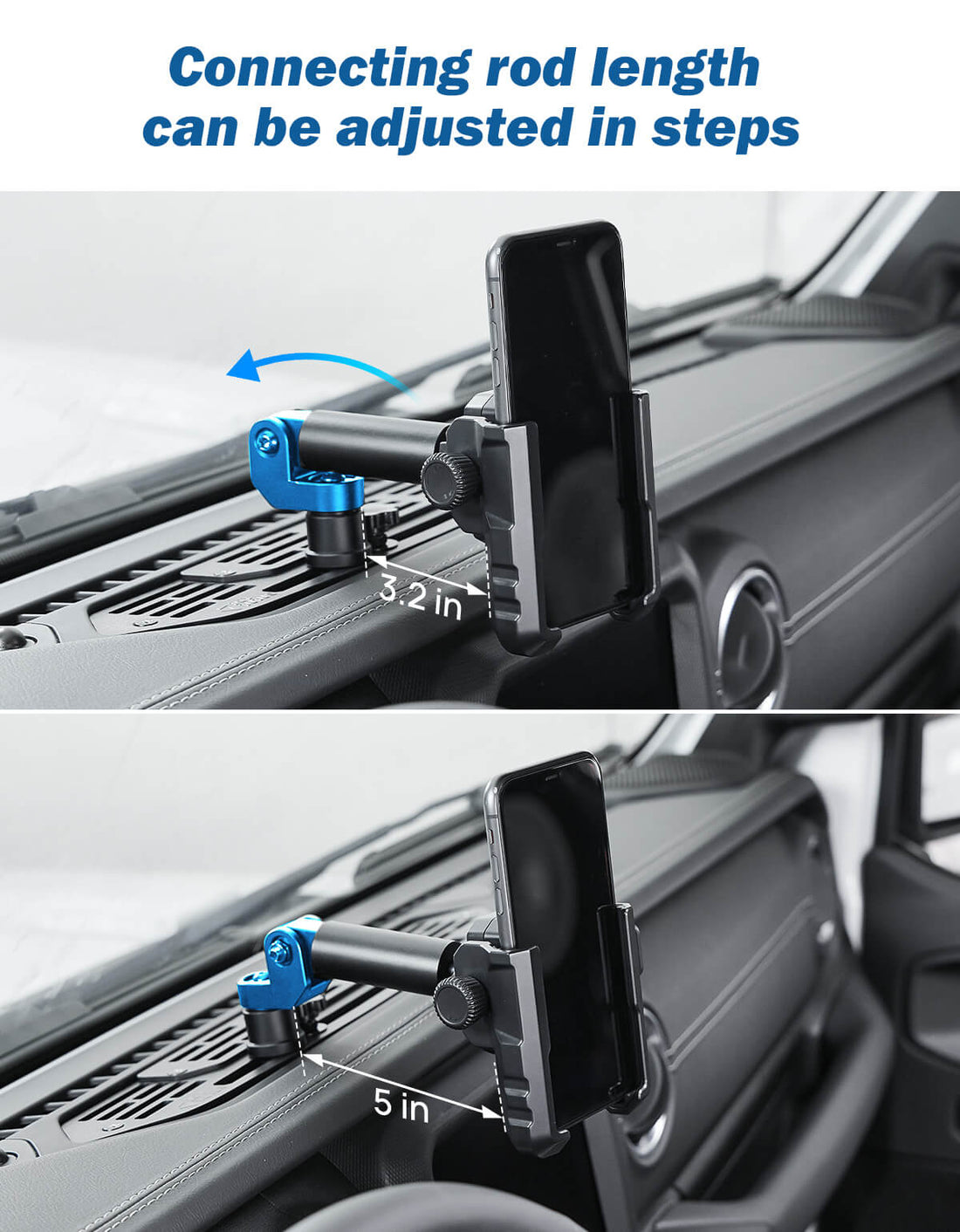 Metal Dash Cell Phone Holder Compatible with 2018-23 Wrangler JL & 2020-23 Gladiator JT