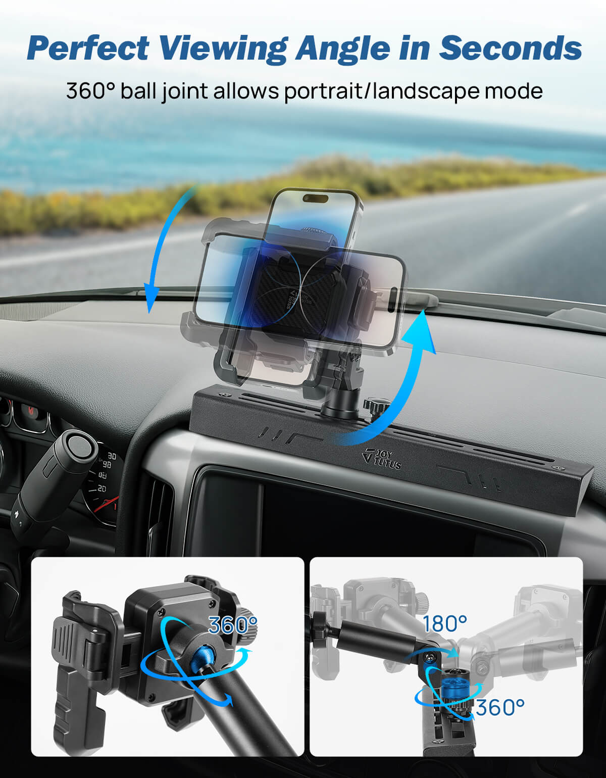 Metal Dash Mount 360° Portable Phone Holder for Silverado & Sierra 2014-2018