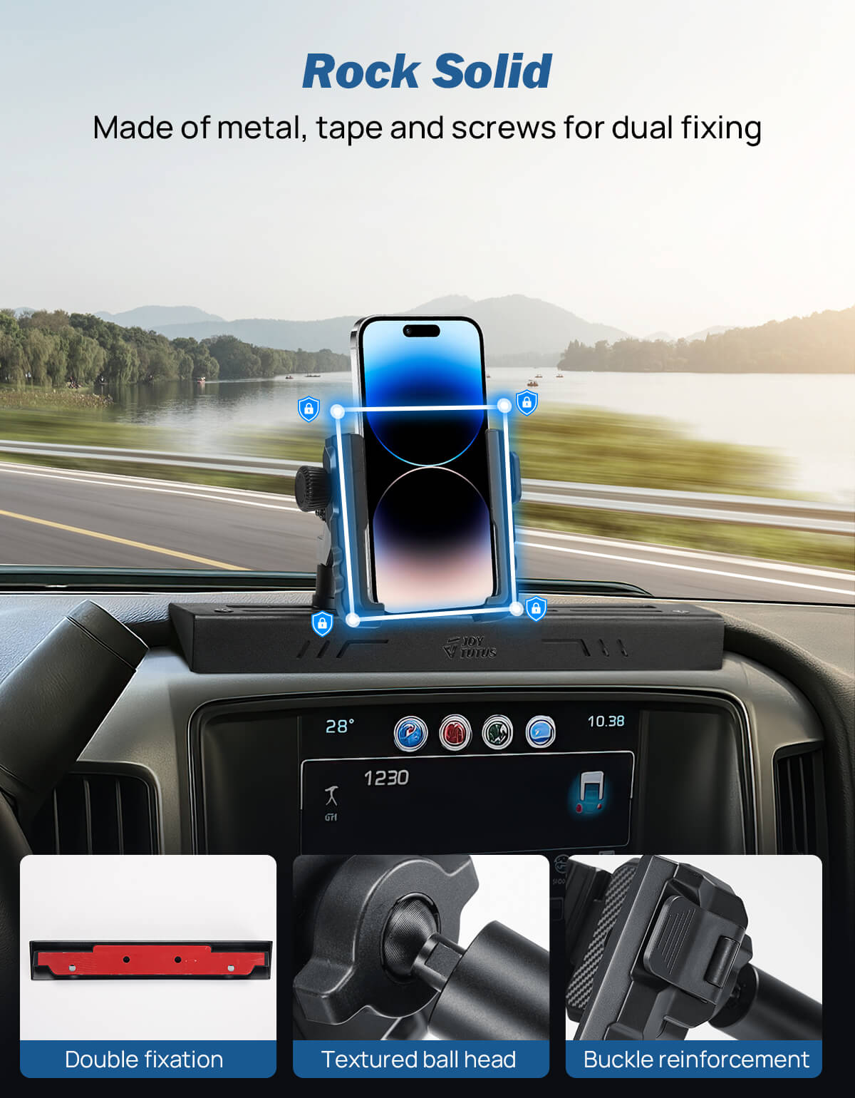 Metal Dash Mount 360° Portable Phone Holder for Silverado & Sierra 2014-2018