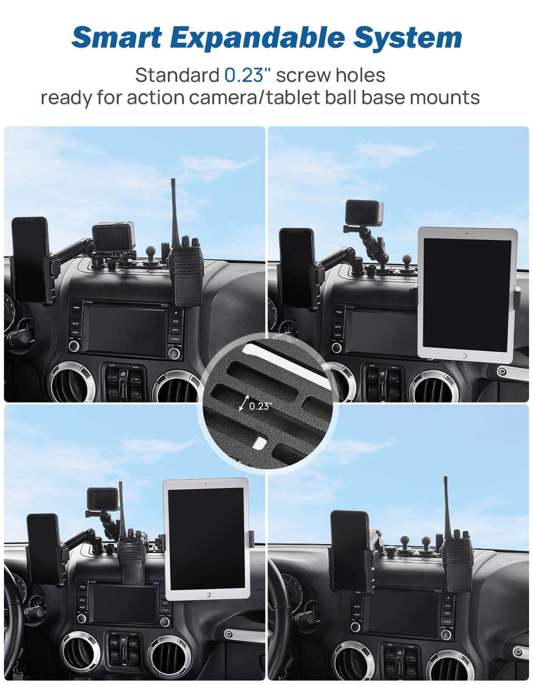 Metal Multi-Device Dash Platform Mount for Wrangler JK 2007-2018