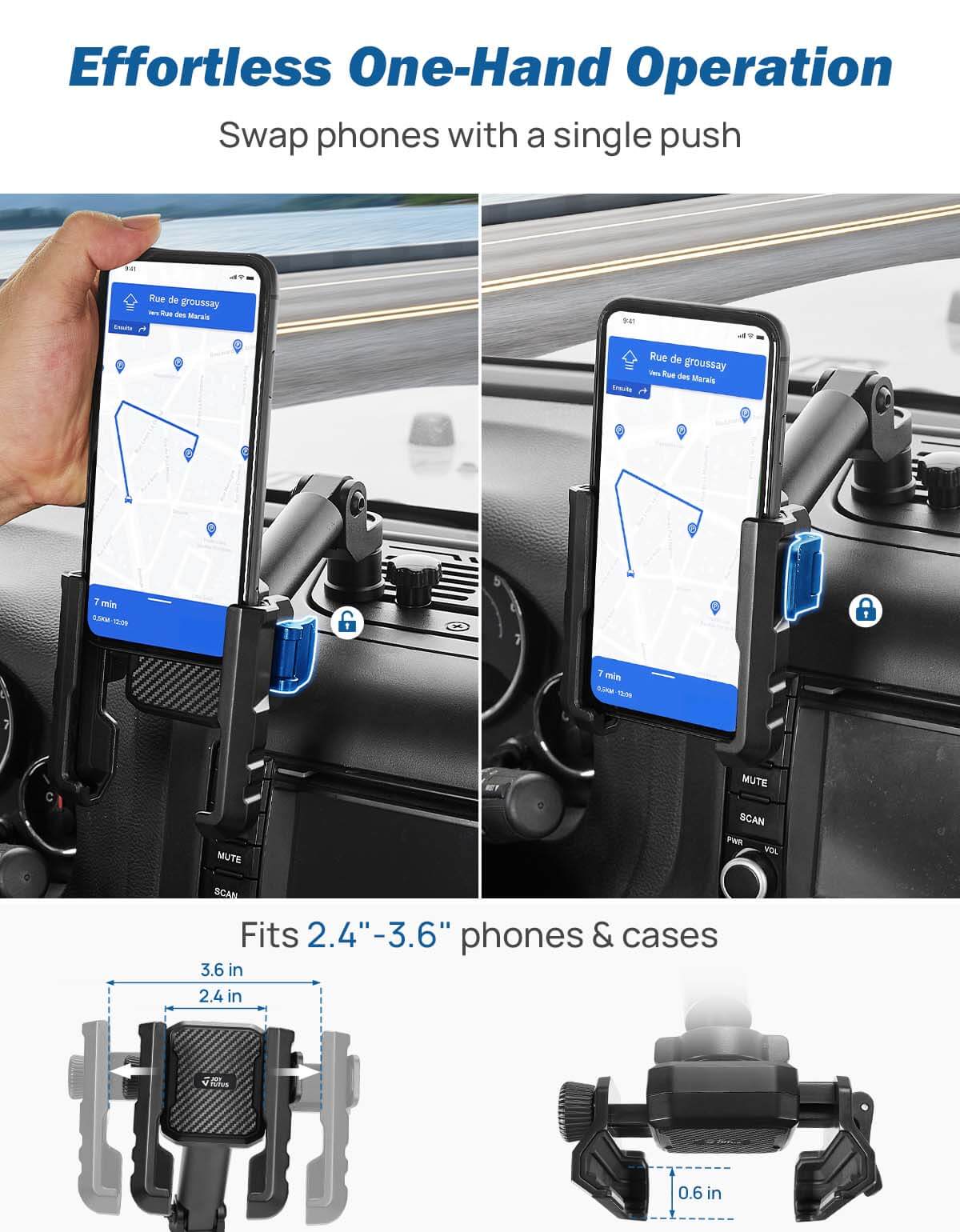 Metal Multi-Device Dash Platform Mount for Wrangler JK 2007-2018