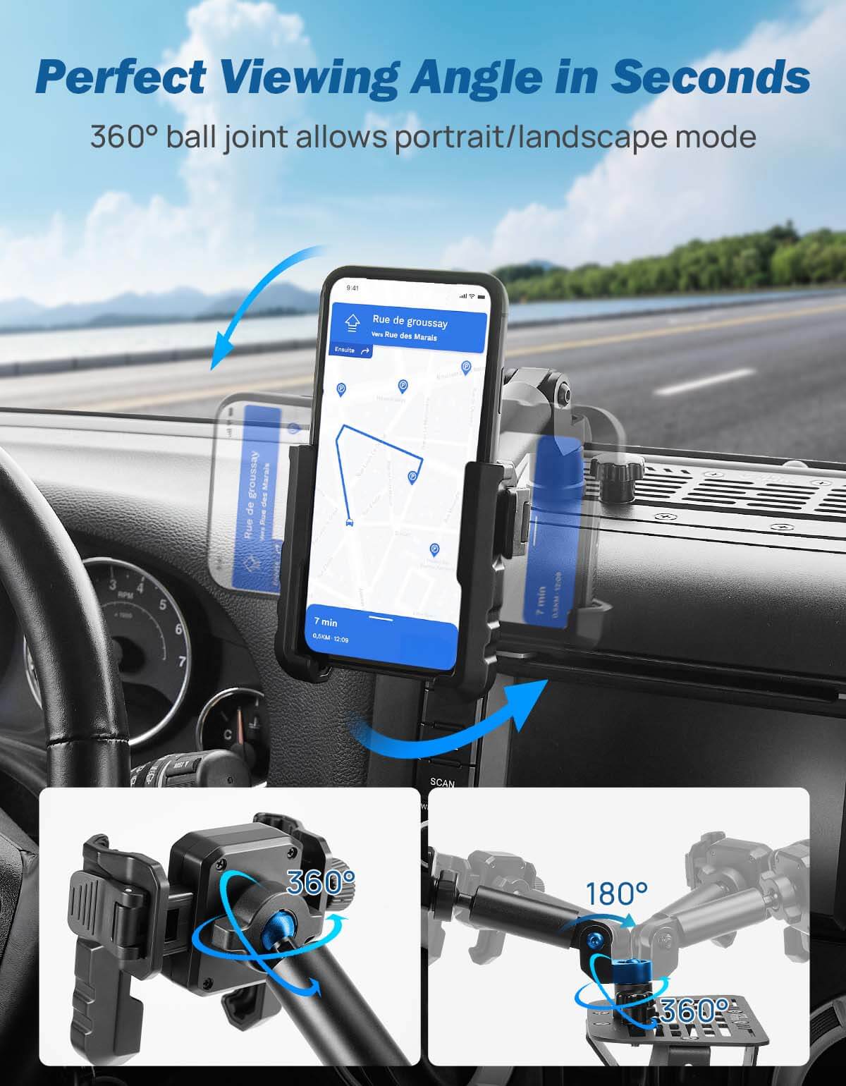 Metal Multi-Device Dash Platform Mount for Wrangler JK 2007-2018