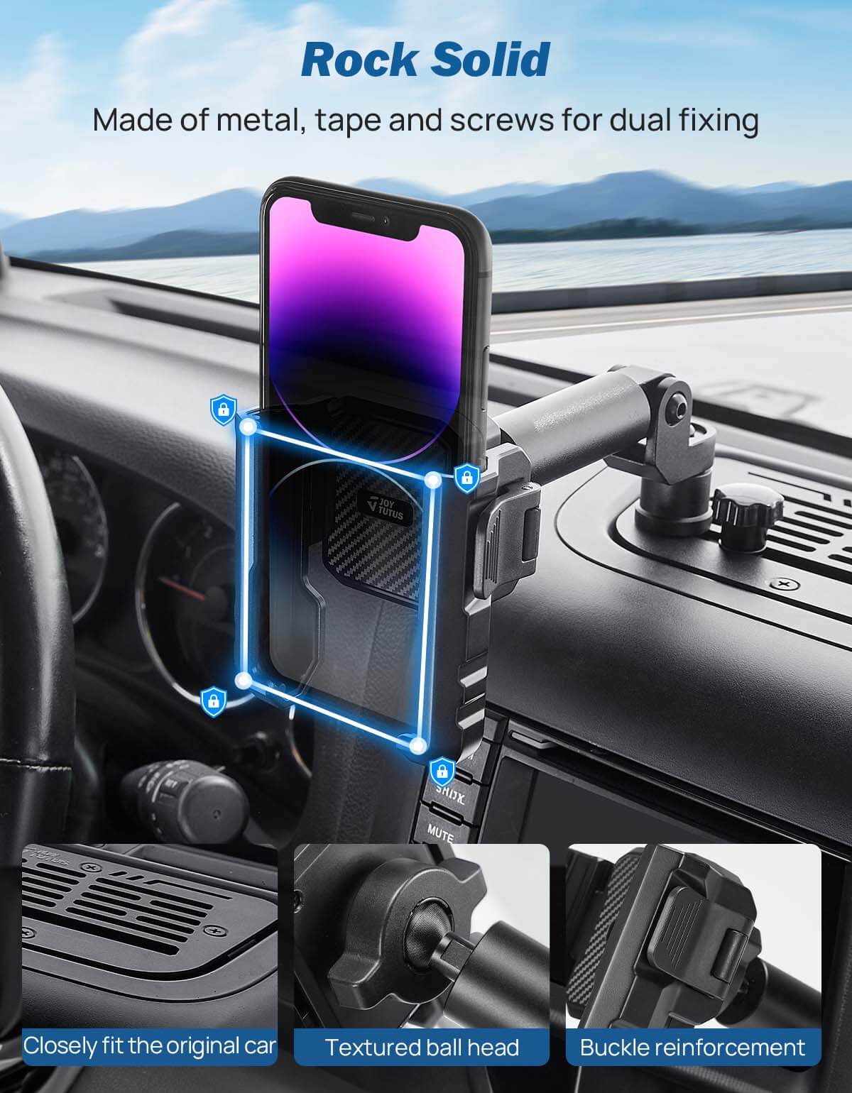 Metal Multi-Device Dash Platform Mount for Wrangler JK 2007-2018