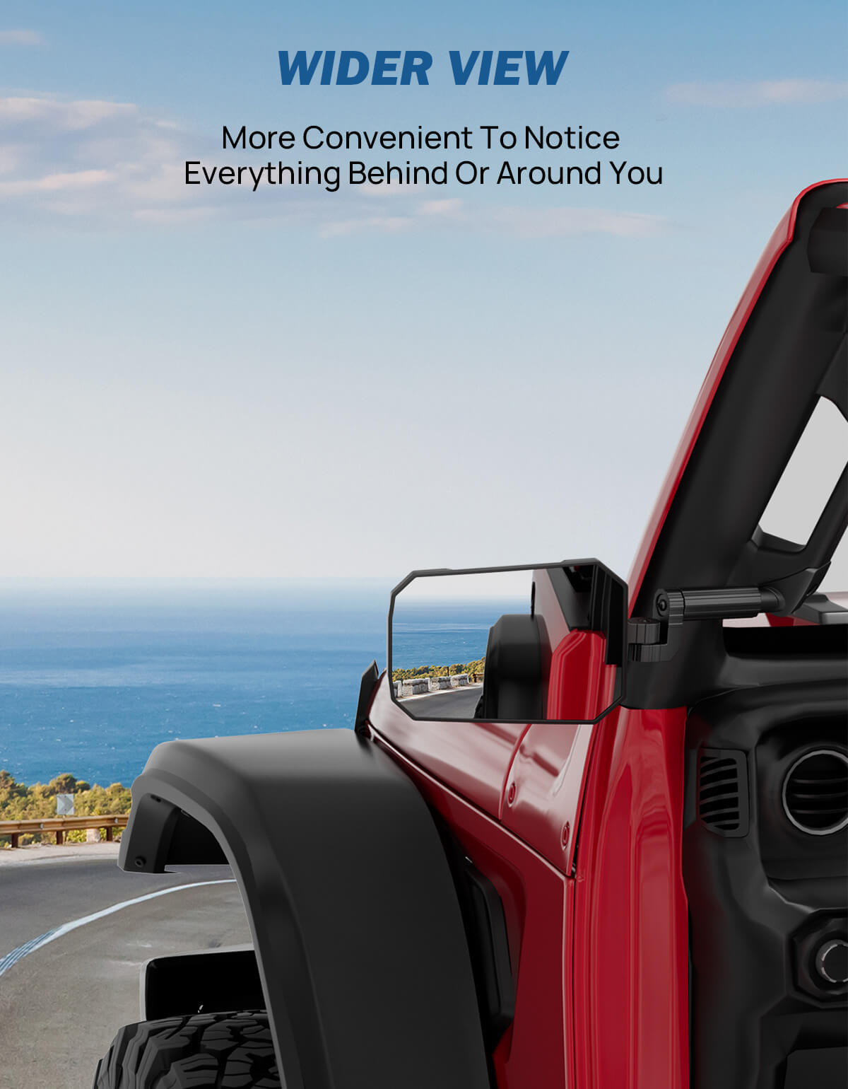 Mirrors Doors Off Compatible with 2024-2026 Wrangler JL Gladiator JT