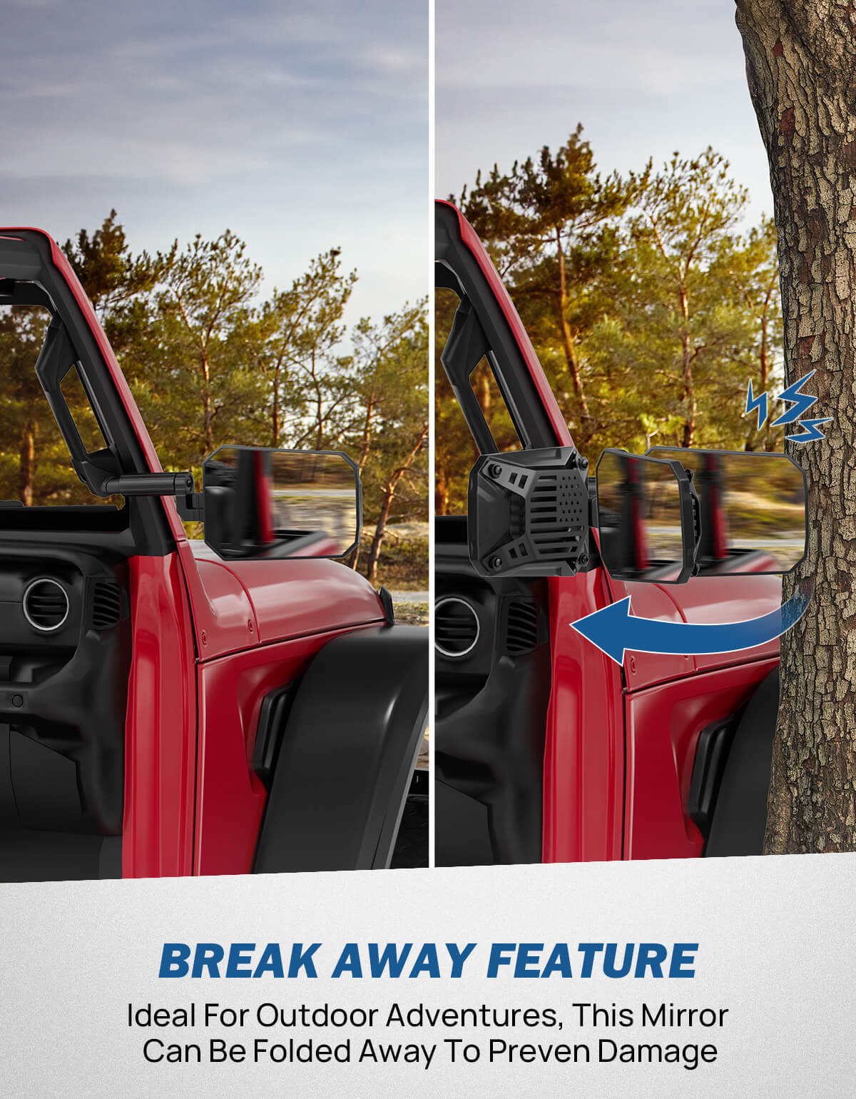 Mirrors Doors Off Compatible with 2024-2026 Wrangler JL Gladiator JT