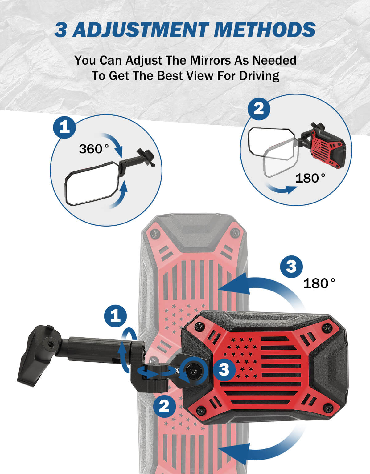Red Mirrors Doors Off Compatible with Wrangler JL Gladiator JT 2018-2023