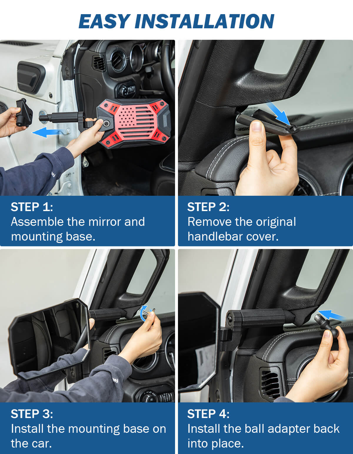 Red Mirrors Doors Off Compatible with Wrangler JL Gladiator JT 2018-2023