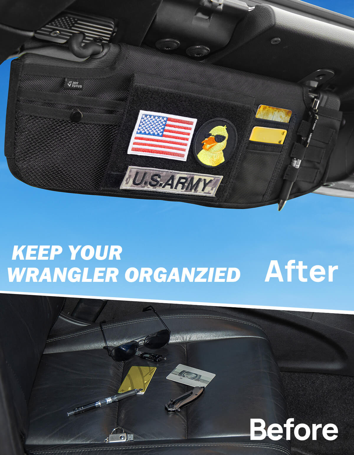 Sun Visor Organizer Compatible with Wrangler JL & JT 2018-2024