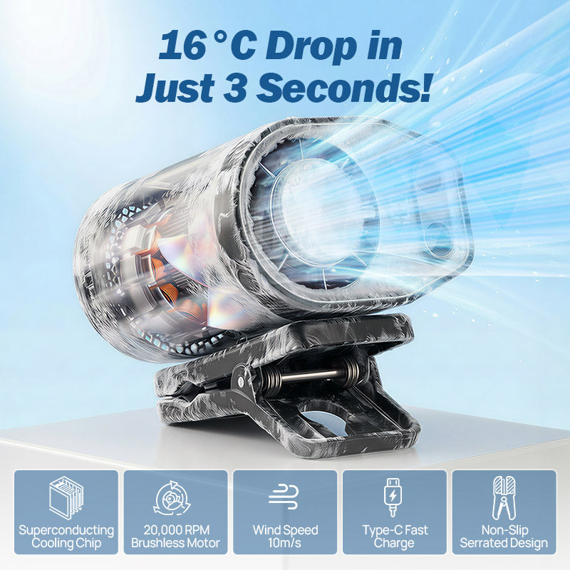 JOYTUTUS Car Cooling Fan,Car Clip On Air Conditioner Fan, 360° Rotatable, Multi-Speed Adjustable, for Car SUV RV (Black/Pink)