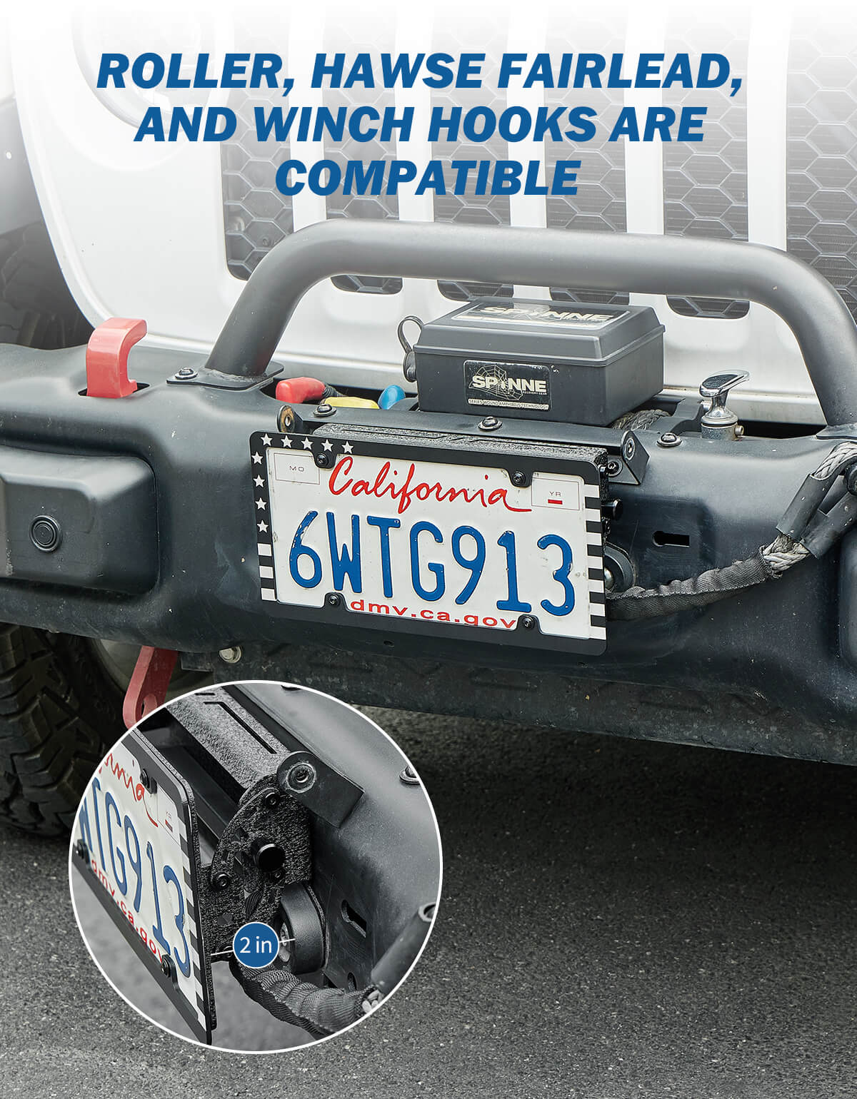 Universal Flip-Up License Plate Mount for 10 Hawse Fairlead (254mm)