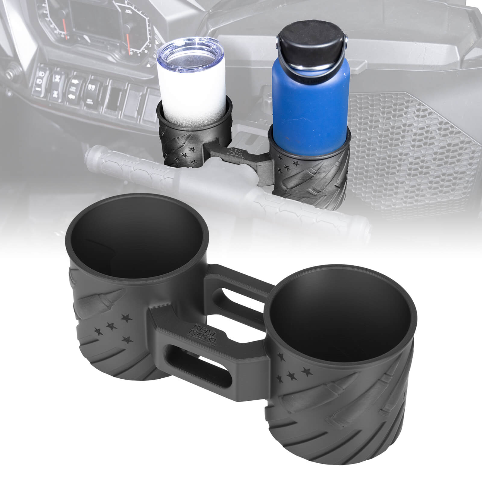 Universal UTV Grab Bar Cup Holder Compatible with Polaris RZR, Can-Am Maverick, Yamaha YXZ