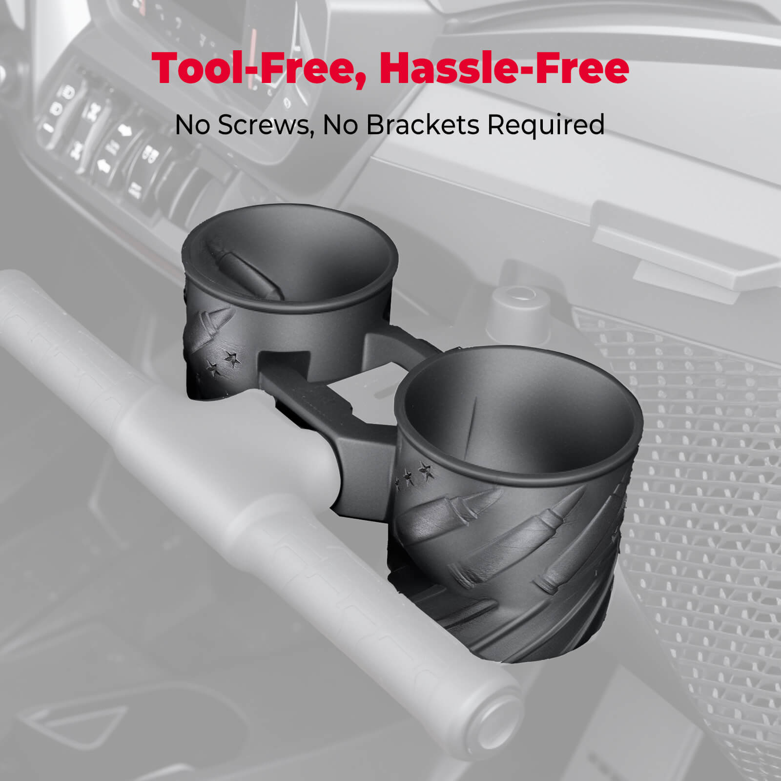 Universal UTV Grab Bar Cup Holder Compatible with Polaris RZR, Can-Am Maverick, Yamaha YXZ