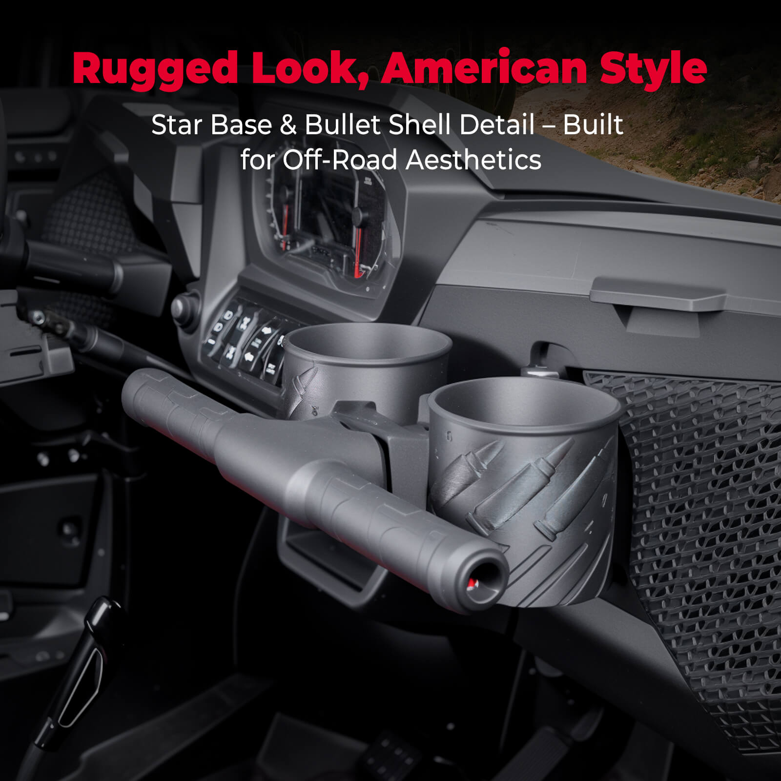 Universal UTV Grab Bar Cup Holder Compatible with Polaris RZR, Can-Am Maverick, Yamaha YXZ