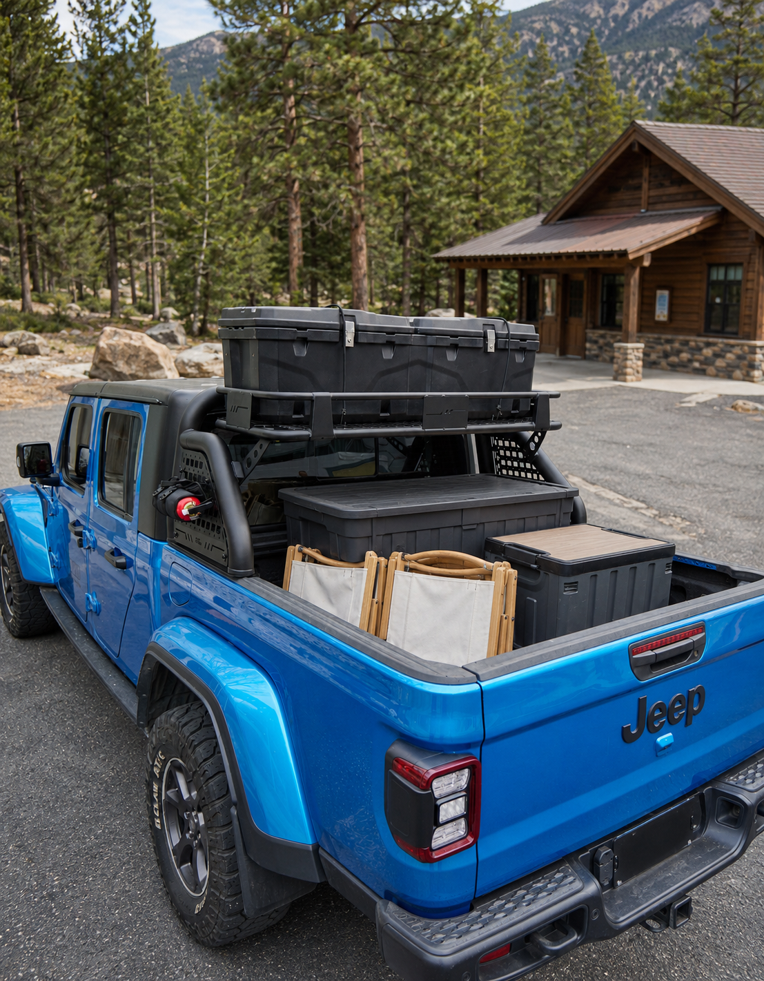 660LB Truck Roll Bar with Cargo Basket & MOLLE Panels for Gladiator JT & Tacoma