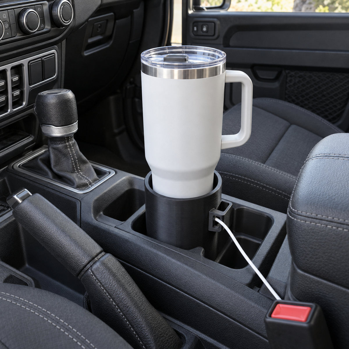 2-in-1 Cup Holder for Jeep Wrangler JL & Gladiator, Fits 18–40 oz Bottles