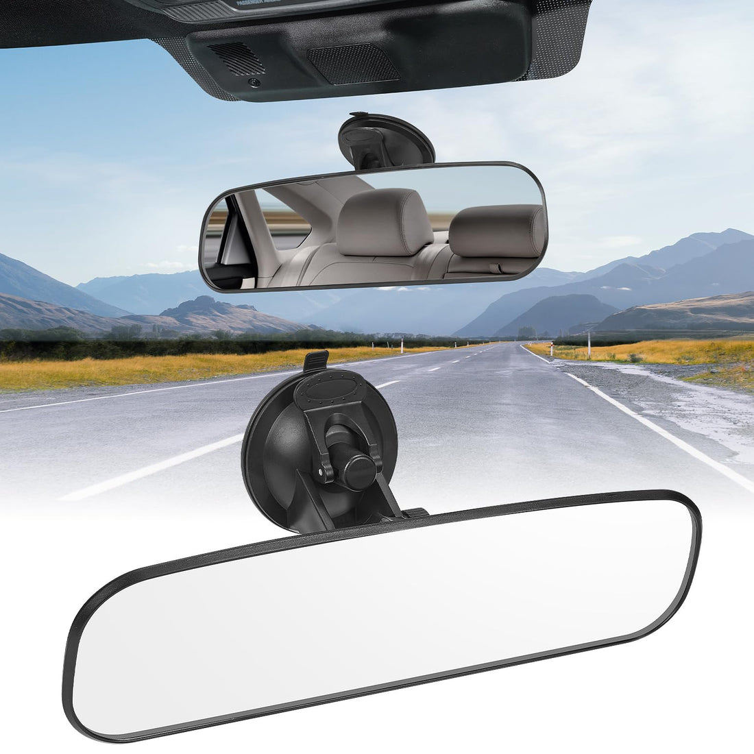 JOYTUTUS Rear View Mirror With Adjustable Suction Cup, Universal HD Thickened Wide Angle Mirror