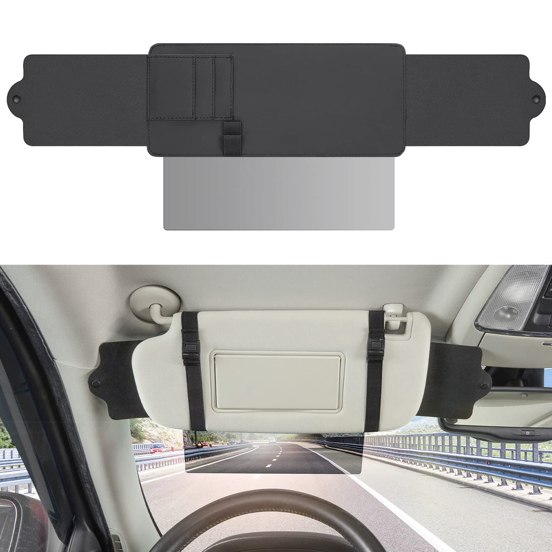 Polarized Sunshade Extender for Car with Polycarbonate Lens, Adjustable Sun Visor Extender Anti-Glare