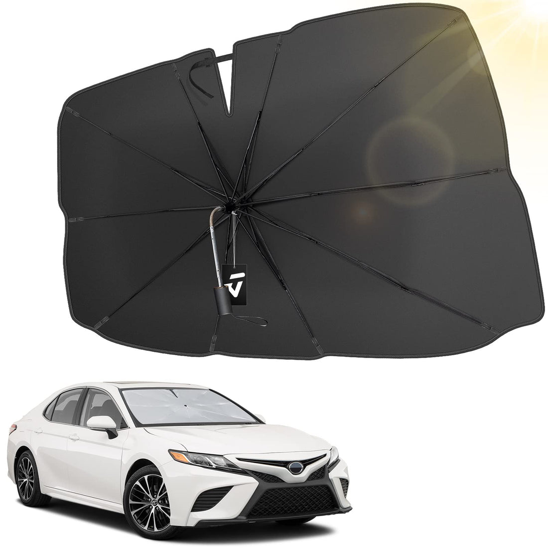 Windshield Sun Shade Umbrella, 360° Rotation Bendable Shaft Foldable Car Sunshade Umbrella (51''x 29'')