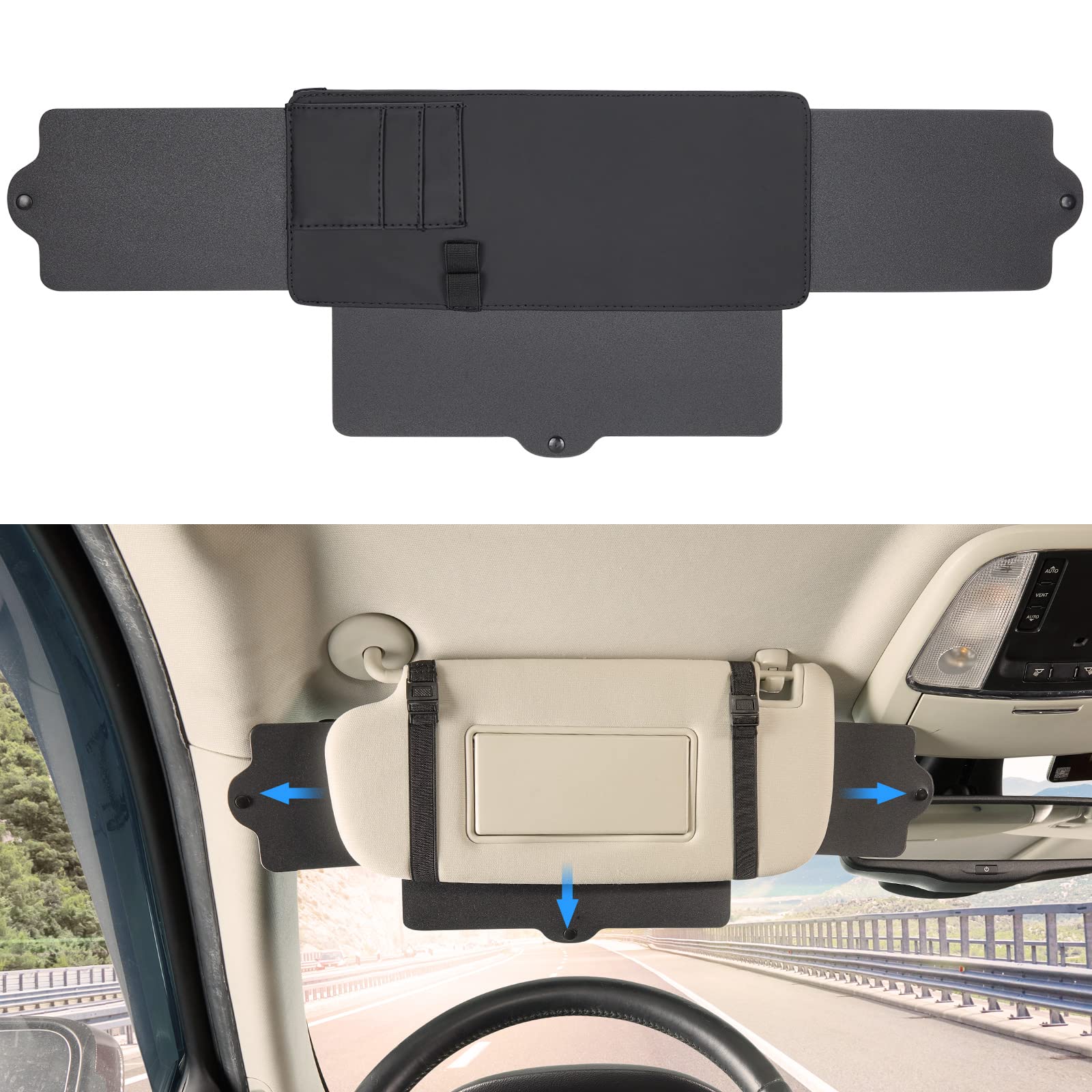 JOYTUTUS Sun Visor for Car, Universal Anti-Glare Polarized Sun Visor  Extender Easy to Install, UV400 Car Visor Extension Protect from Glare/UV