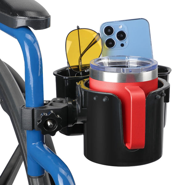 Wheelchair Cup Holder, 2-in-1 Walker Cup Holder with Storage Box