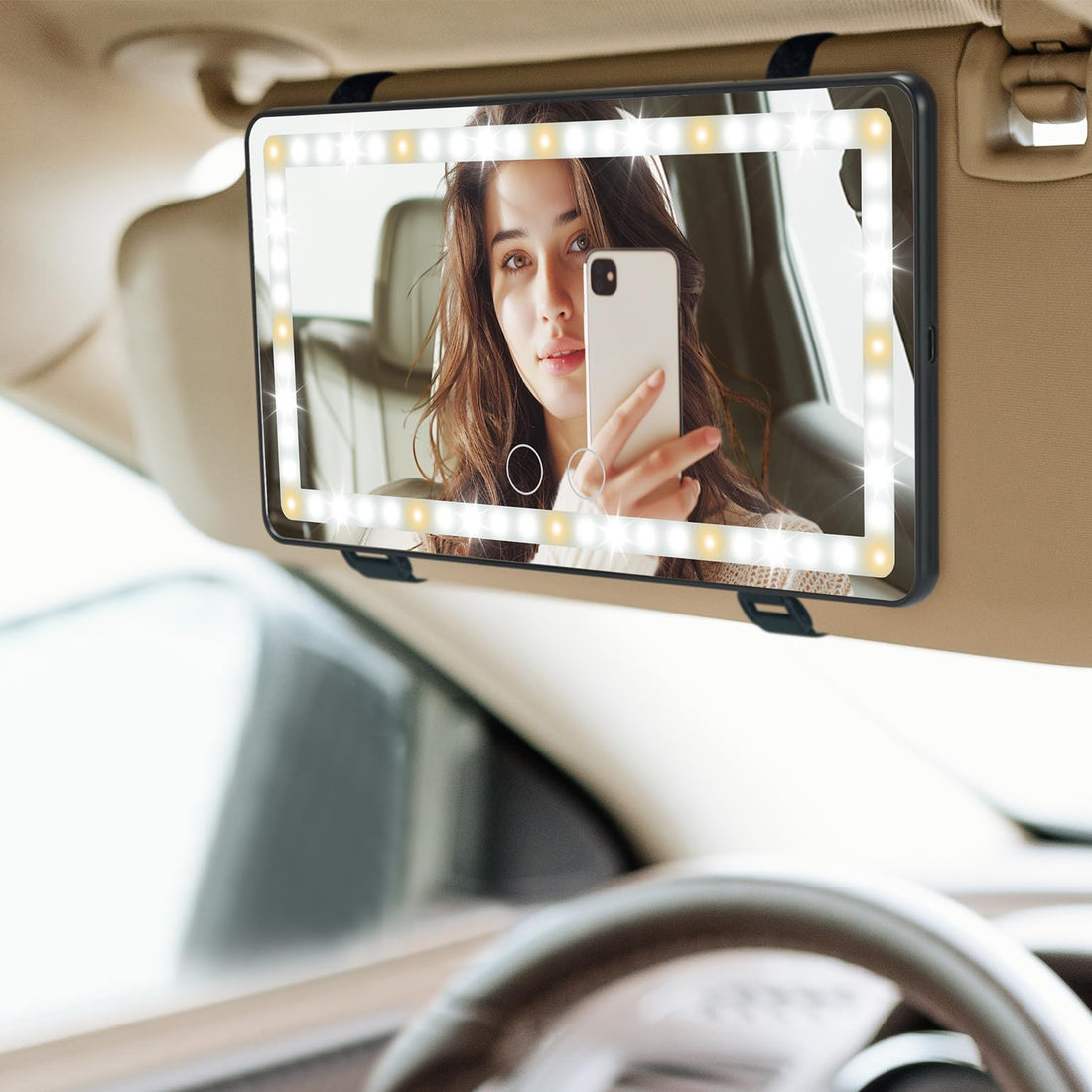 JOYTUTUS Car Sun Visor Vanity Mirror, Car Vanity Mirror With Lights