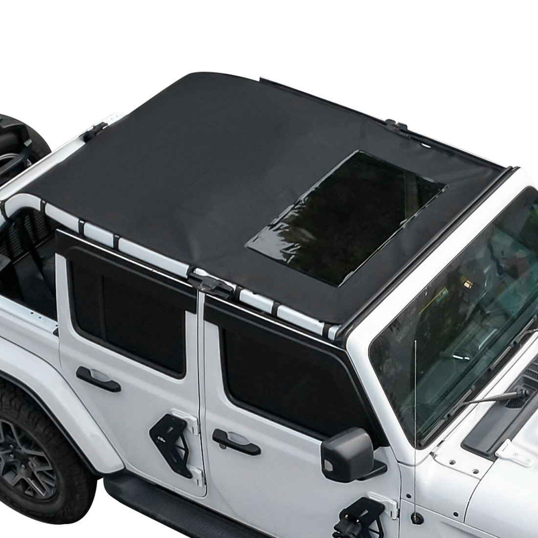 JOYTUTUS Sun Shade Top Fit for Wrangler JLU 4 Door 2018-2024, Waterproof Canvas Roof Top Cover