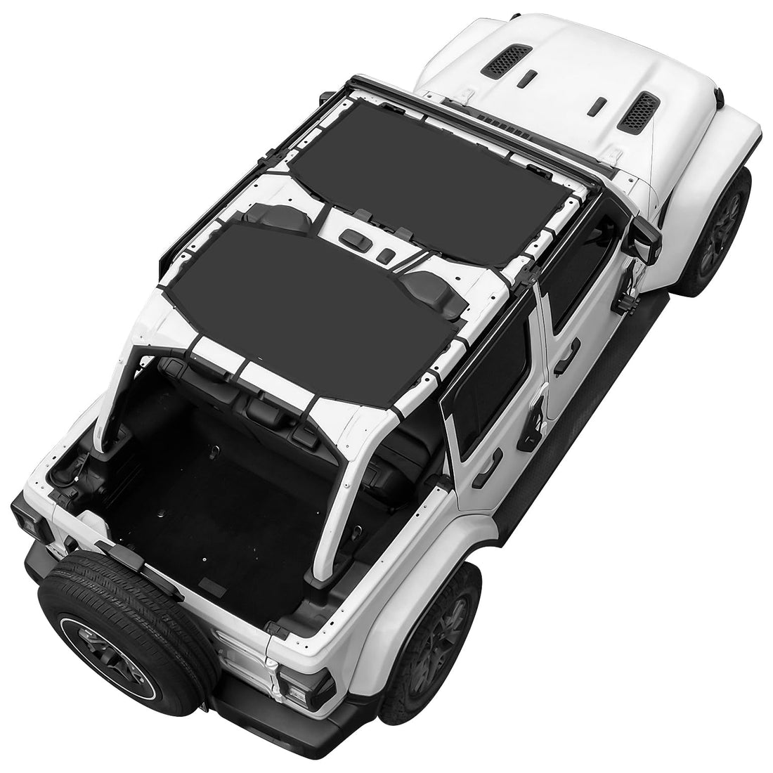 JOYTUTUS Sunshade Mesh Top Cover Fit for Wrangler JLU 2018-2023 (Front+Rear)