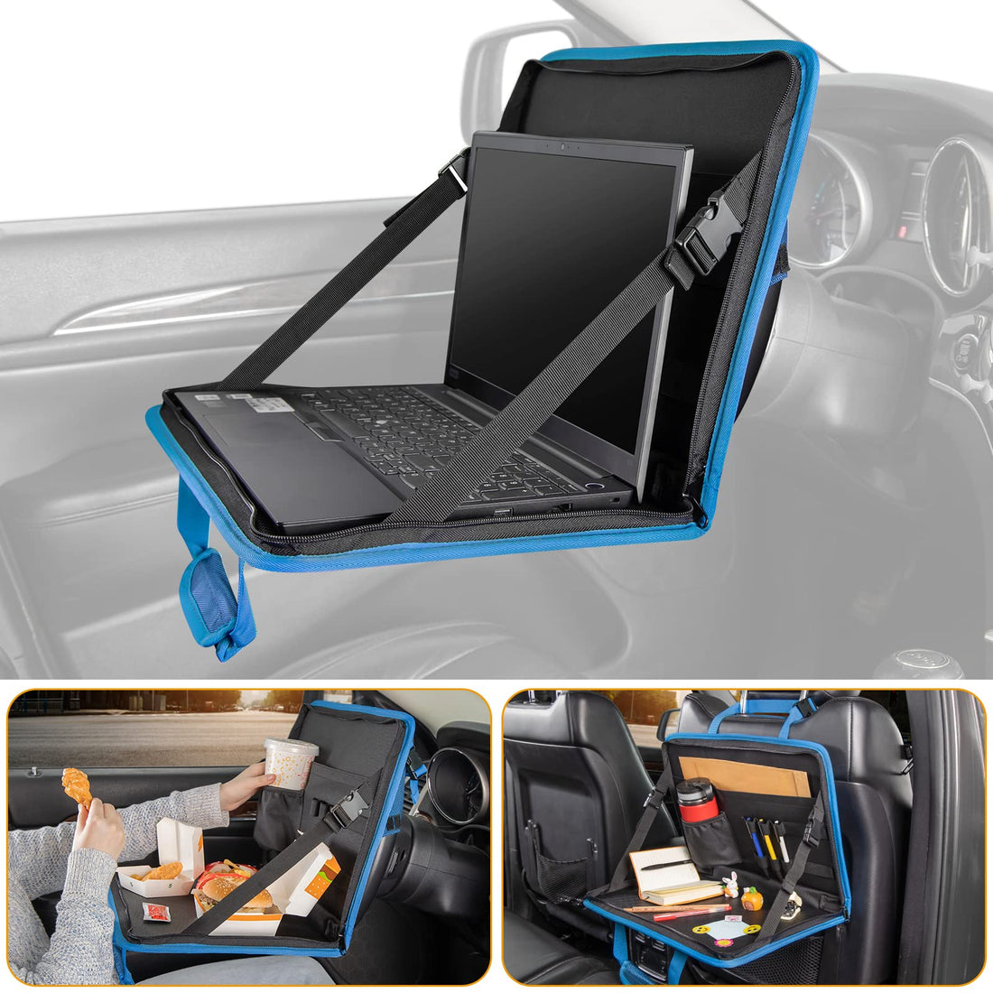 3 in 1 Steering Wheel Eating Tray, Car Back Seat Laptop Desk