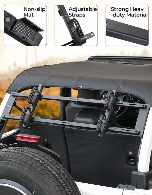Gun Rack for Hunting Gear, Multipurpose Gun Holder Recovery Traction Boards Mount Gasoline Pack Mount Compatible with Wrangler JL 4 Doors 2018-2024 (Not Fit 2 Doors)