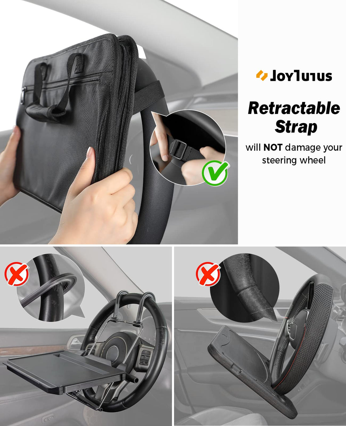3 in 1 Steering Wheel Eating Tray Upgraded(16.1 * 10 inch), Car Back Seat Laptop Desk
