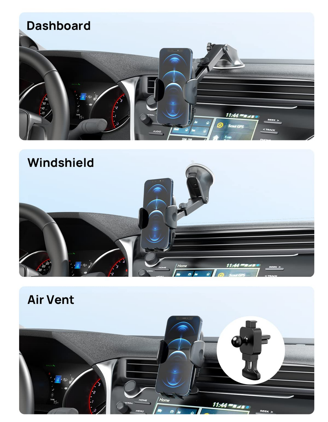 Car Cup Holder Phone Mount,3 in 1, Universal Fit iPhone, Samsung, LG with Screen size from 4-7 inch