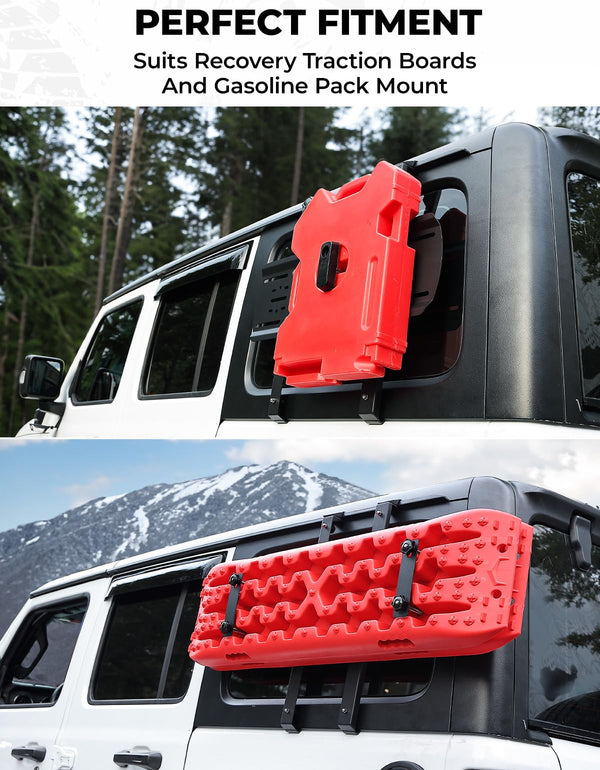 Rear Window Storage Panel Kit Compatible with Wrangler JL, Mounting Plate Kits for Recovery Traction Boards Mount Gas Can Mount