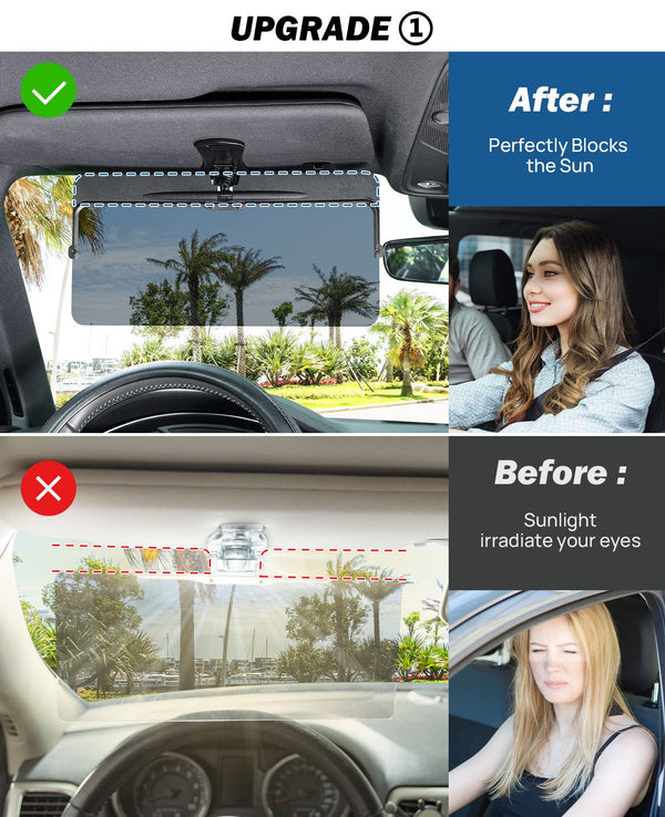  Car Sun Visor Anti-Glare Mirror, Sun Visor, Car Anti Glare  Glass for Day & Night Driving, 2 in 1 Car Transparent Anti Glare Glass Car  Sun Visor Extender (1 PCS) : Automotive