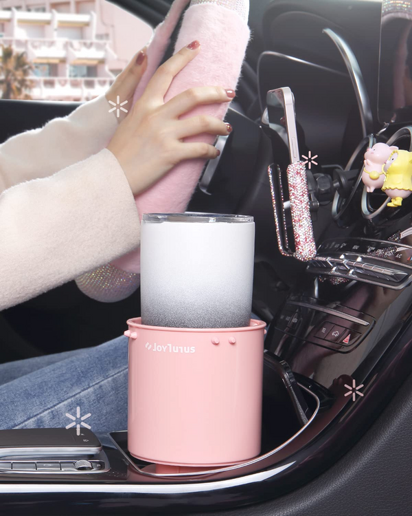 JoyTutus Car Cup Holder Expander, Automotive Cup Attachable Tray with 360°  Rotation,Large Cup Holder Adapt Most Regular Cups with 18-40 oz, fit in