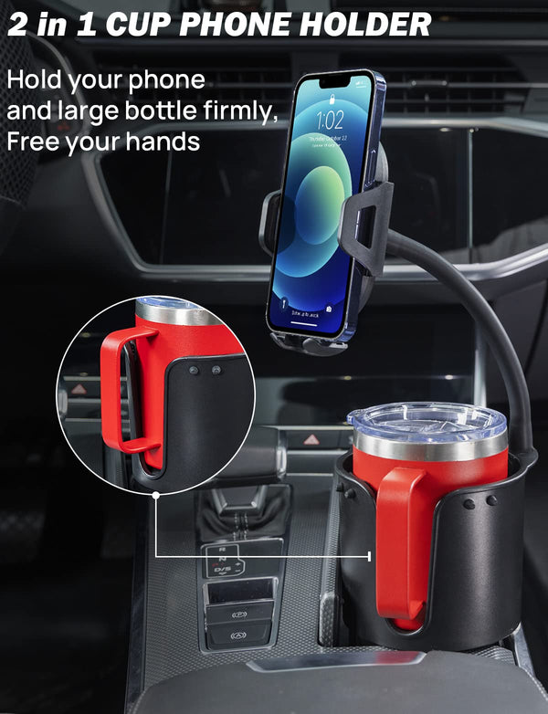 Car Cup Holder Phone Mount, 2 in 1 Universal Cell Phone Mount for