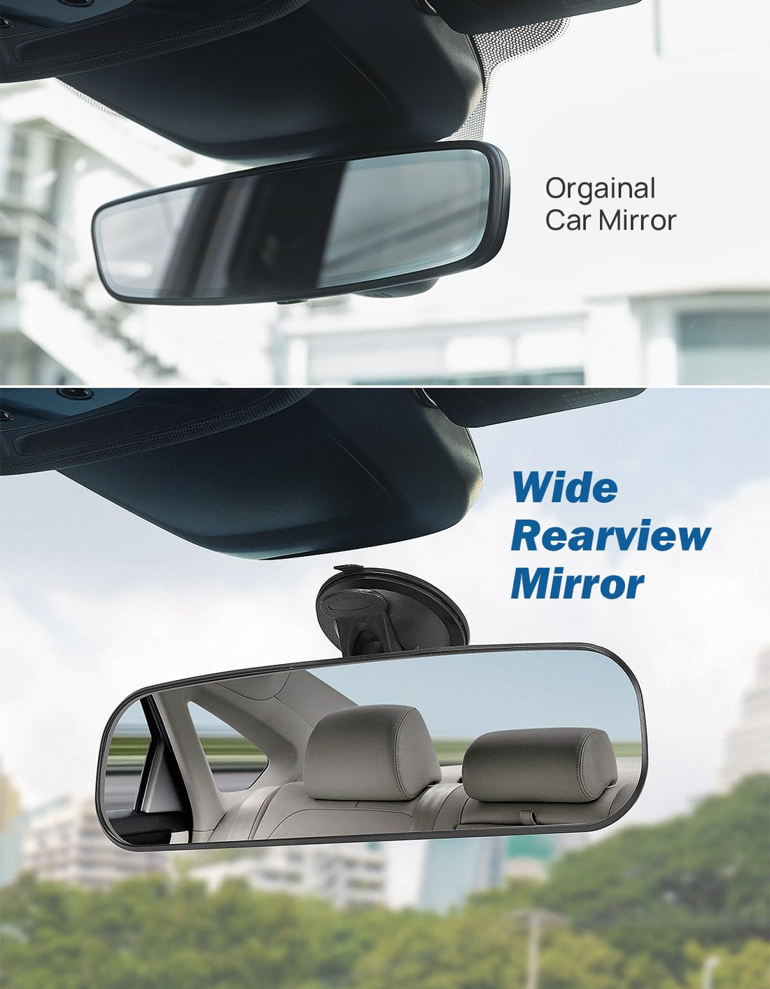 JOYTUTUS Rear View Mirror With Adjustable Suction Cup, Universal HD Thickened Wide Angle Mirror