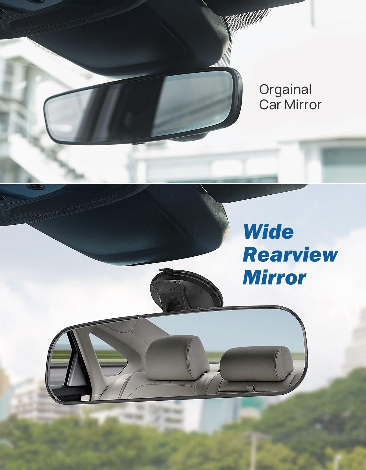JOYTUTUS Rear View Mirror With Adjustable Suction Cup, Universal HD Thickened Wide Angle Mirror
