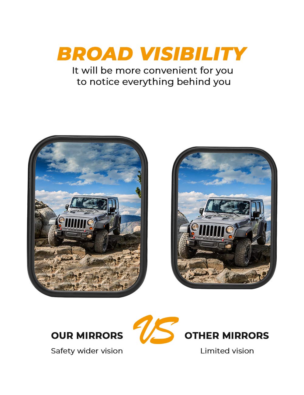 Mirrors Doors Off Fit for Wrangler TJ JK JKU 1997 - 2018