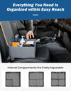 Car Seat Organizer, with Detachable Bamboo Cover, 4 Adjustable Dividers and Fastening Belt