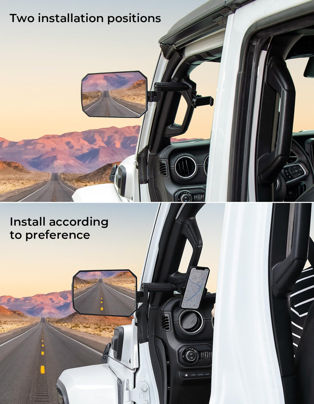 JOYTUTUS Mirrors Doors Off Fit for Wrangler JL/JLU 2018-2023 & Gladiator JT