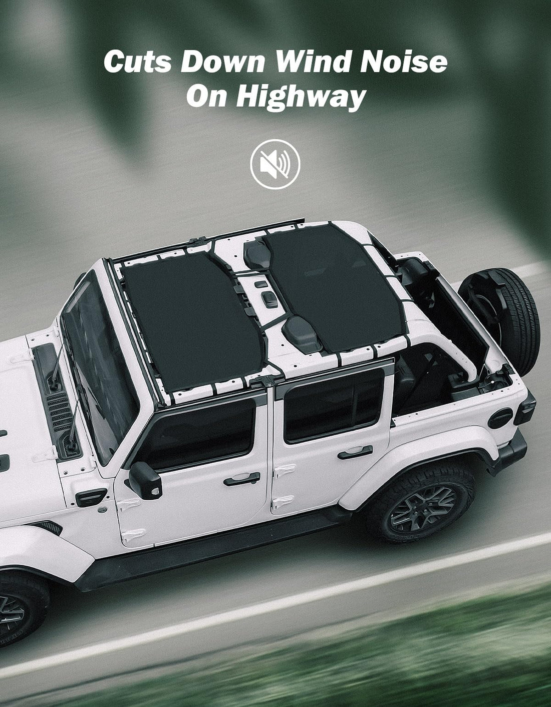 JOYTUTUS Sunshade Mesh Top Cover Fit for Wrangler JLU 2018-2023 (Front+Rear)