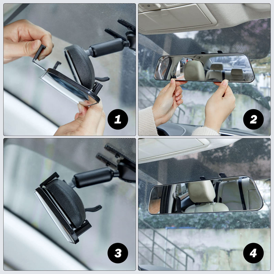 12 Inch Universal Panoramic Anti-Glare Rear view Mirror -Clear