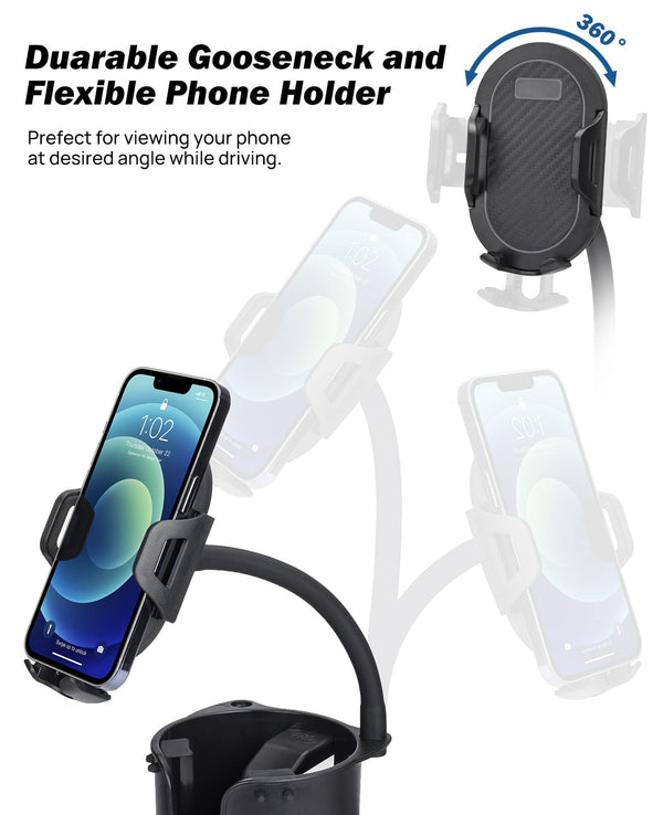 Car Phone Holder Mount, Phone Mount for Car Universal 360 Adjustable Phone  Holder , Car Cup Holder for All Smartphones