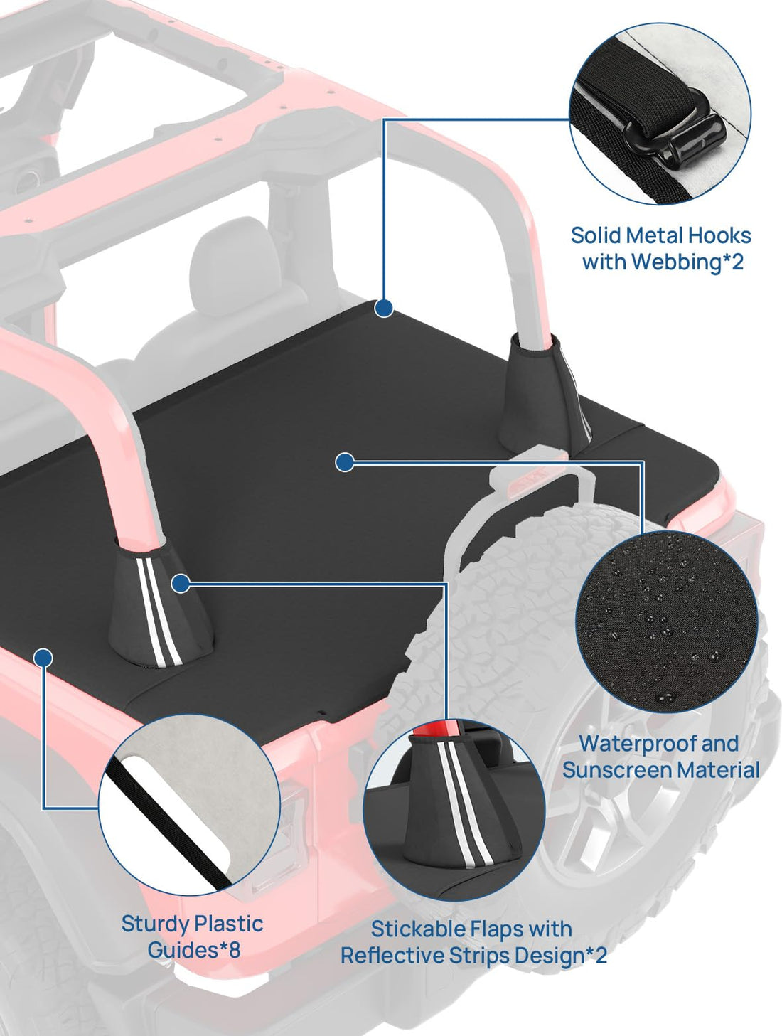 JOYTUTUS Tonneau Cover Fit for Wrangler JL 2 Doors, JL Trunk Cargo Cover Tailgate Cover